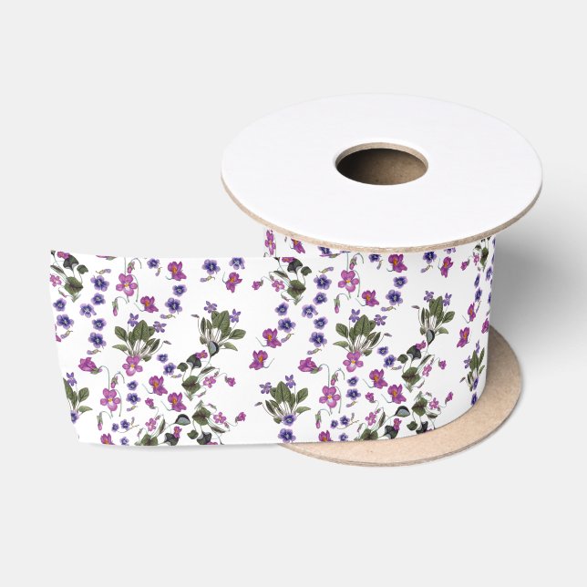 Violets Garlands Satin Ribbon 3 Satinband (Spule)