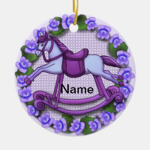 Violets Rocking Horse Ornament