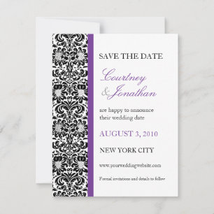 Violett akzentuierte Damast-Einladung zum Speicher Save The Date