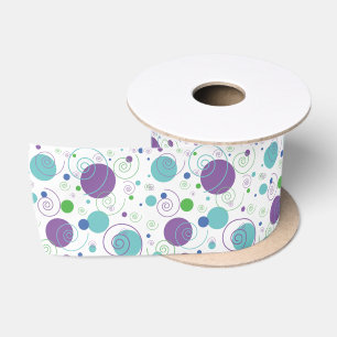 Violett Aqua Polka Dots and Wirbel Satinband