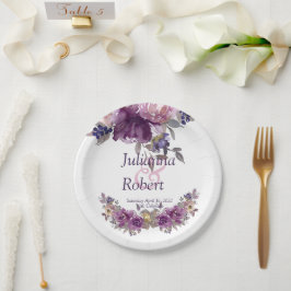 Violett Aquarell Blumenzettel Teller