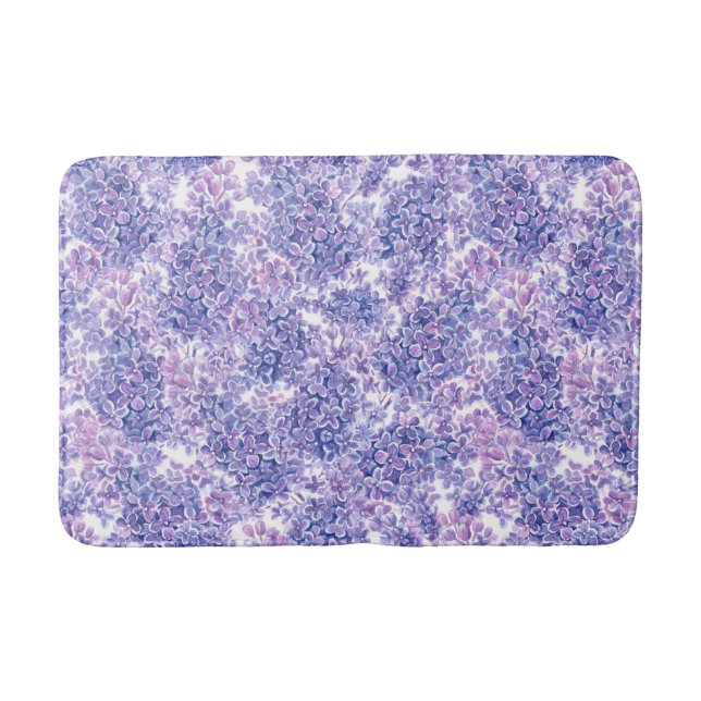 Violett Aquarelllila-Blume Badematte (Vorderseite)