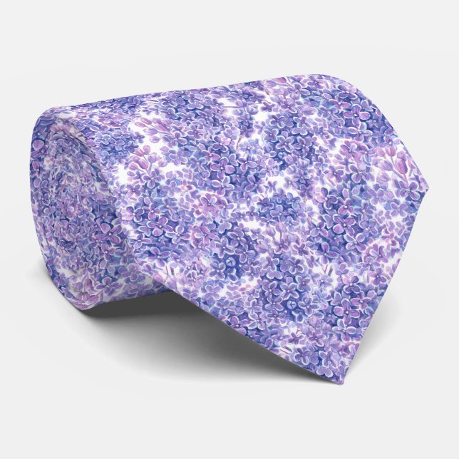 Violett Aquarelllila-Blume Krawatte (Gerollt)