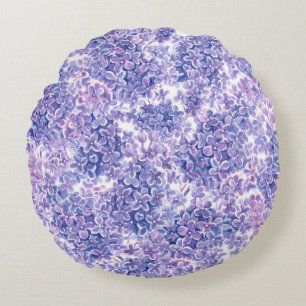 Violett Aquarelllila-Blume Rundes Kissen
