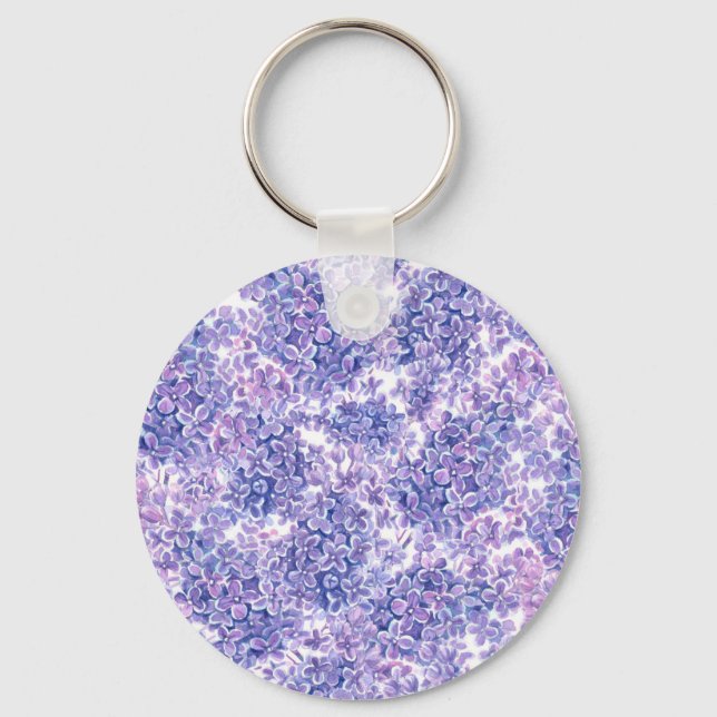 Violett Aquarelllila-Blume Schlüsselanhänger (Vorderseite)