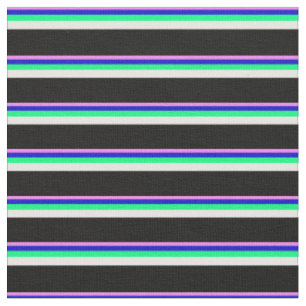 Violett, Blau, Grün, Weiß und Schwarz Streifen Stoff