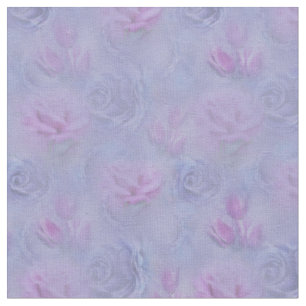 Violett-blaue Aquarellfarben Rose & Tulips Stoff