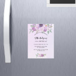 Violett Blume Grün Luxus Geburtstag Magneteinladung<br><div class="desc">Ein violetter,  lavendigerer,  wasserfarbener Hintergrund. Die Einrichtung ist mit violetten und lila Blume und Pflanzen in Aquarellen gestaltet. Personalisieren Sie Ihren Namen und Ihre Party-Daten und fügen Sie diese hinzu.</div>