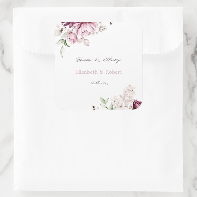 Violett-Blume Quadratischer Aufkleber (Tasche)