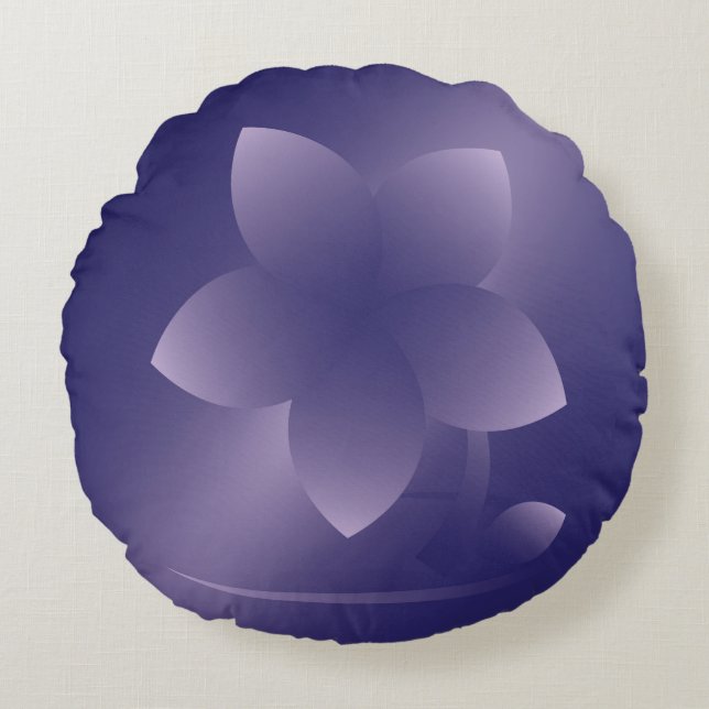 Violett-Blume Rundes Kissen (Vorderseite)