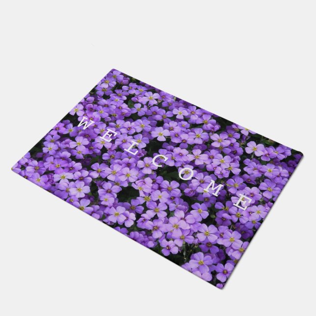 Violett-Blume - Willkommen Fußmatte (Schrägansicht)