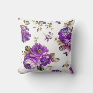 Violett-Blumenmuster Kissen