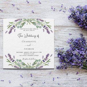 Violett-Blumenstrauß Lavendel Luxus Hochzeit Einladung