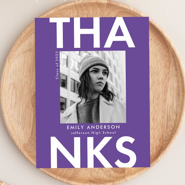 Violett | Bold Foto Abschluss Vielen Dank Postkarte (Von Creator hochgeladen)