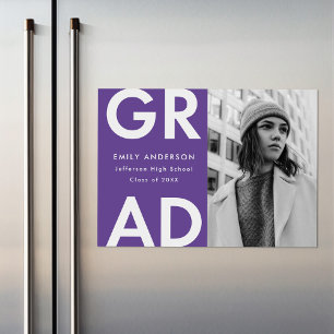 Violett   Bold Grad Foto Abschluss Ankündigung