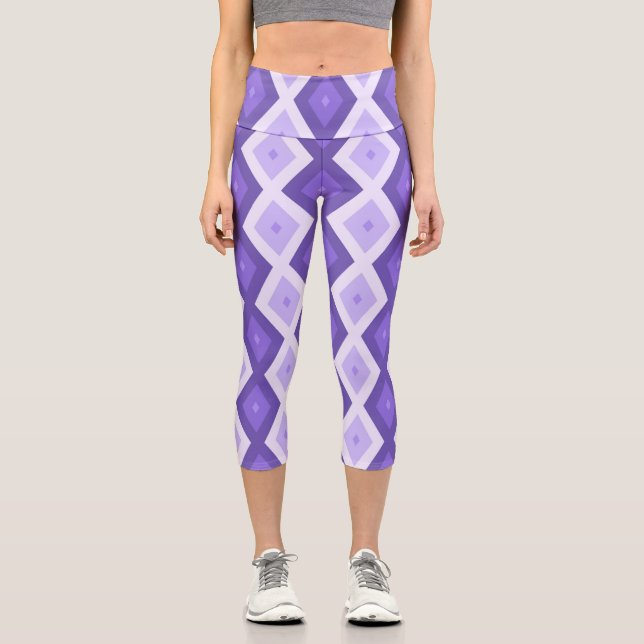 Violett-Diamantmuster Capri Leggings (Vorderseite)