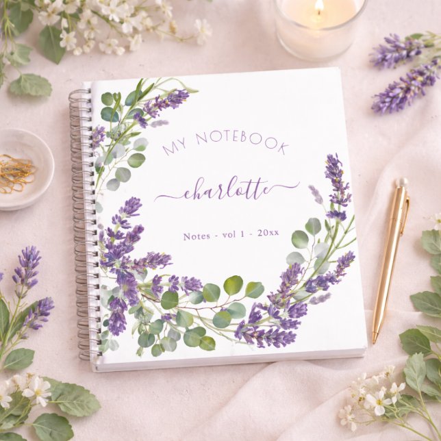 Violett-Eukalyptus-Blumenschrift Notizbuch (Von Creator hochgeladen)