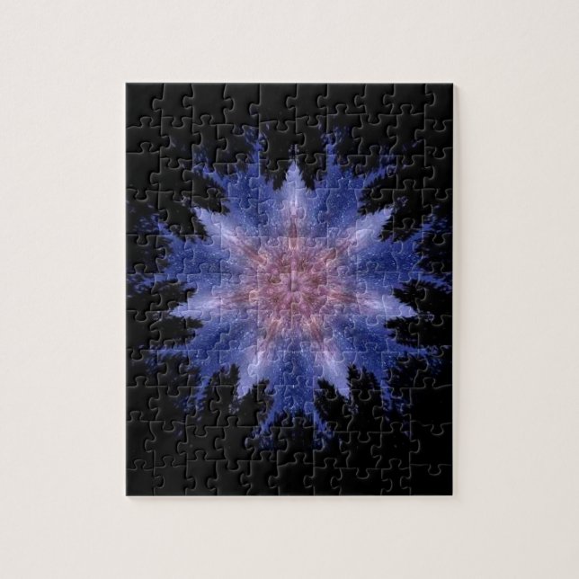 Violett geometrisches Sternpuzzle aus schwarzem Hi (Vertikal)