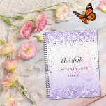 Violett-Glitzer-Schmetterling 2024 Planer<br><div class="desc">Violett-weißer Farbverlauf mit violettem Imitat,  Glitzer,  Glitzern und einem großen Schmetterling. Personalisieren und fügen Sie einen Namen,  Titel und Jahr.</div>