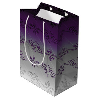 Violett-grauer Farbverlauf gestreiftes Blumenblatt Mittlere Geschenktüte