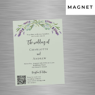 Violett-Grüne QR Details Luxushochzeit Magneteinladung