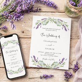Violett-Hochzeit von Lavendel Eukalyptus Einladung