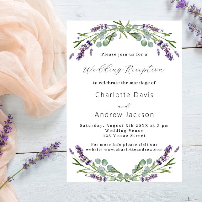 Violett-Hochzeitsempfang in Lavendel Einladungspostkarte (Von Creator hochgeladen)