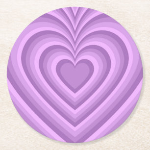 Violett hypnotisches Herz-Liebesmuster Runder Pappuntersetzer
