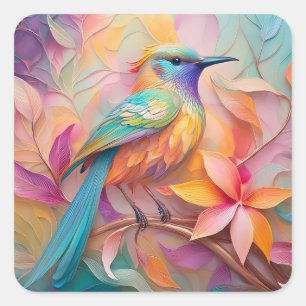 Violett-kehlige Singvogelfantasie Vogel Quadratischer Aufkleber