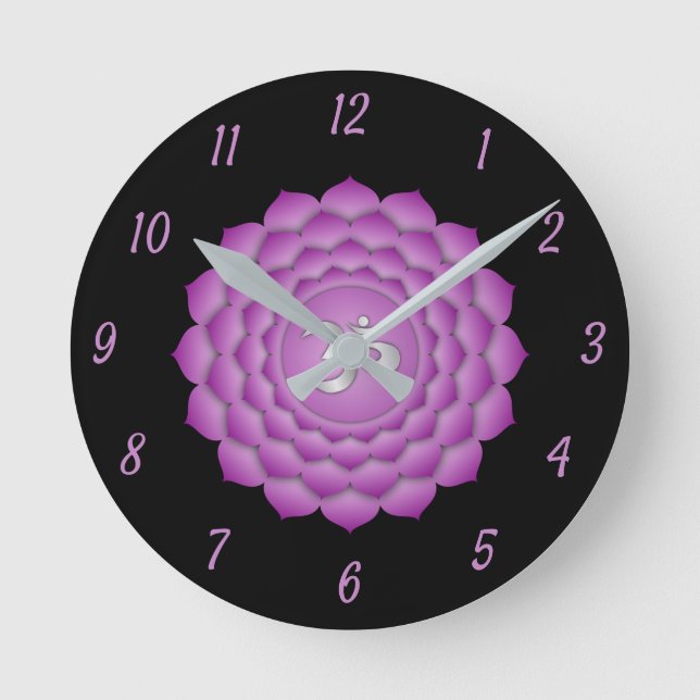 Violett Krone Chakra Chi Zen Yoga Runde Wanduhr (Vorderseite)