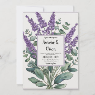 Violett-Lavendel und Eukalyptus-Einladungen zur Ho Einladung
