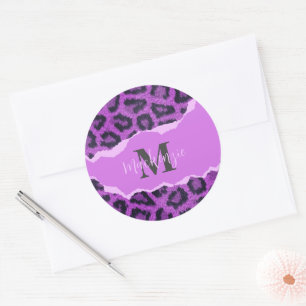 Violett-Leopard-Printwerbung Runder Aufkleber