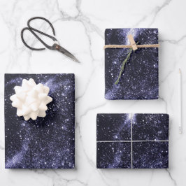 Violett lila abstrakte Galaxie Geschenkpapier Set