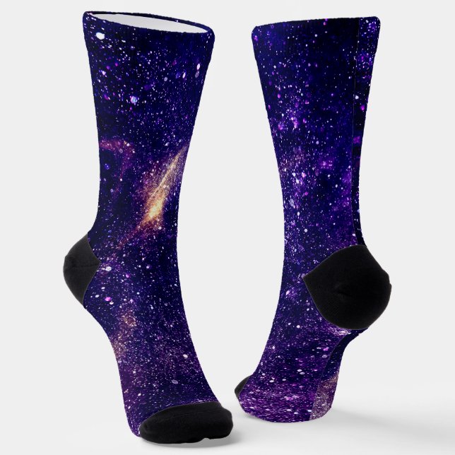 Violett lila abstraktes Galaxienuniversum Socken (Gewinkelt)