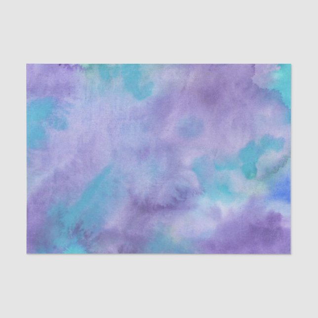 Violett Lila Aquamarin grün Abstrakte Wasserfarbe Seidenpapier (Vorderseite)