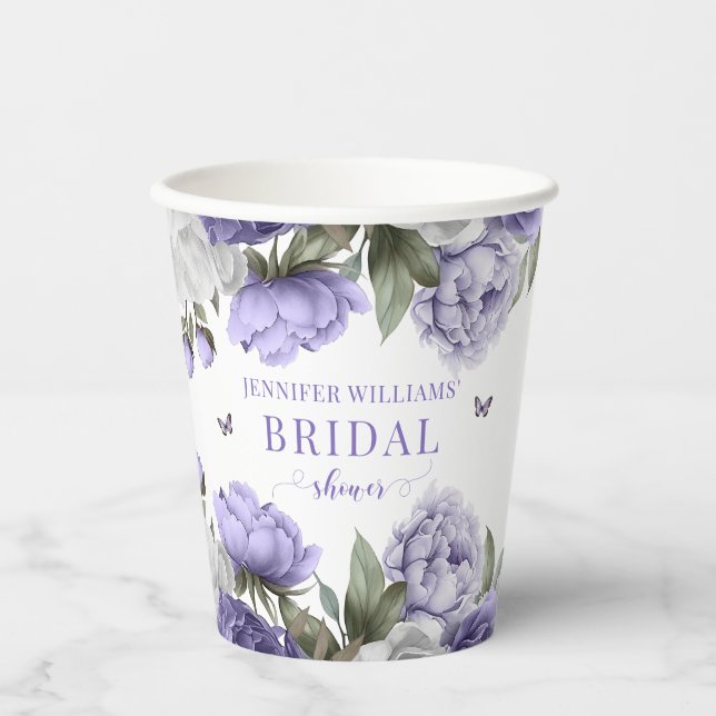 Violett lila Brautparty Pappbecher (Vorderseite)