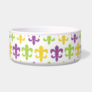 Violett Lila, grün und gelb Fleur-de-lis Napf