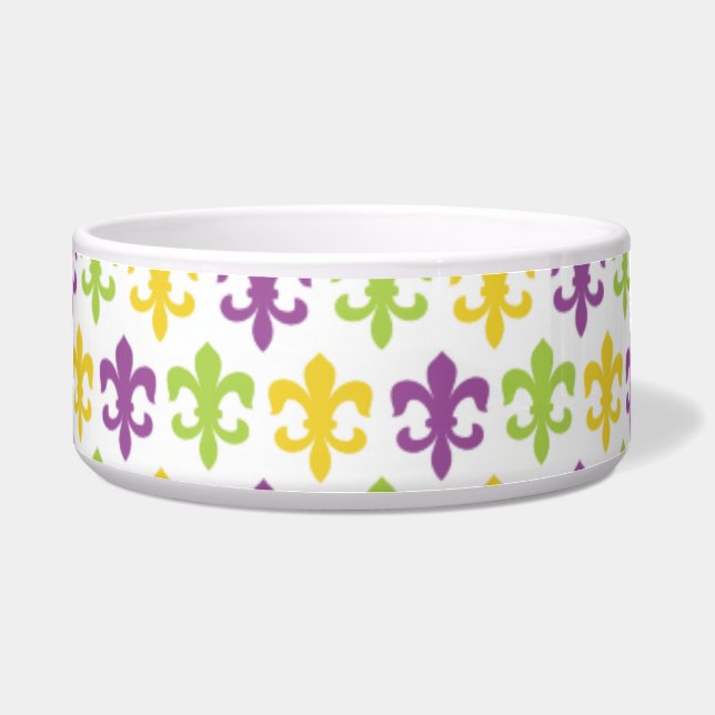 Violett Lila, grün und gelb Fleur-de-lis Napf (Vorderseite)