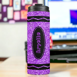 Violett Lila Individuelle Name Glitzer Crayon Tumb Thermosbecher