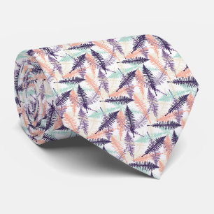 Violett Lila Mintgrün Orange Farnblätter Muster Krawatte