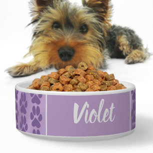 Violett lila niedliches Pfotenmuster Personalisier Napf