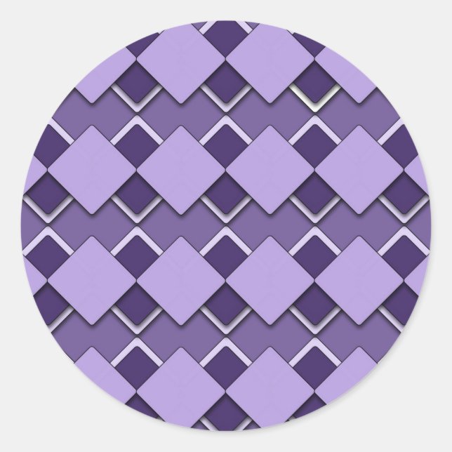 Violett Lila Platz und karo-kariertes Muster Runder Aufkleber (Vorderseite)