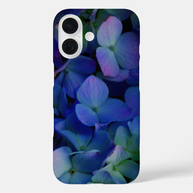 Violett lila-rosa-blaue Hydrangeas-Blume iPhone 16 Hülle (Rückseite)