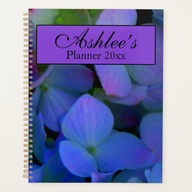 Violett lila rosa blaue Hydrangeas-Blume Planer (Vorderseite)