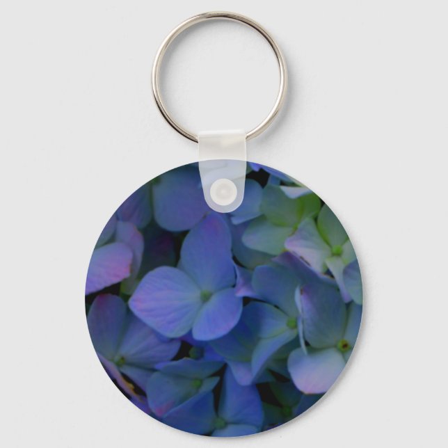 Violett lila-rosa-blaue Hydrangeas-Blume Schlüsselanhänger (Vorderseite)
