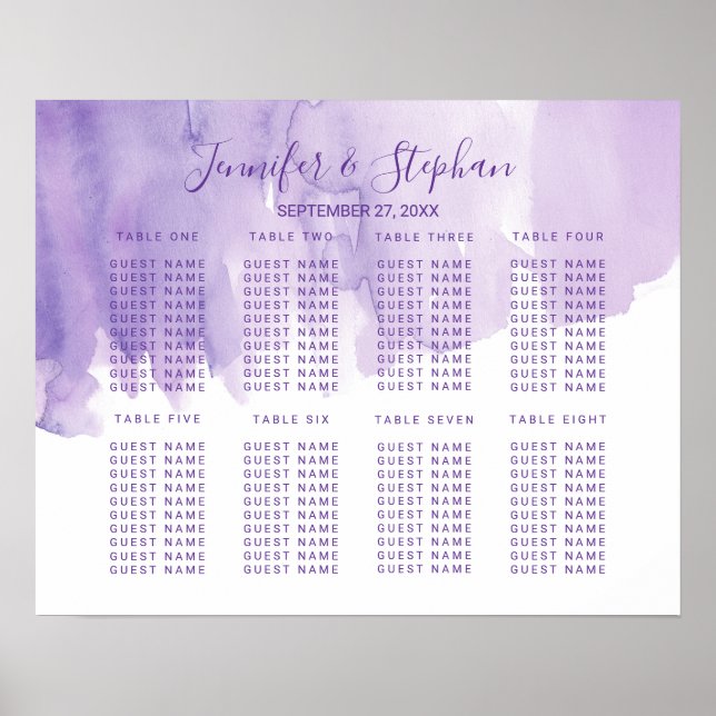 Violett Lila Wasserfarbensplash-Diagramm Poster (Vorne)