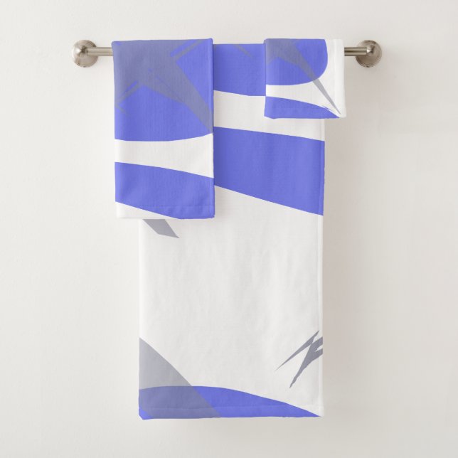 Violett Lila, weiße und graue Abstrakte Kunst Badhandtuch Set (Insitu)