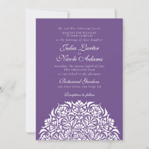 Violett-lila whimsische florale Mandala-Hochzeit Einladung