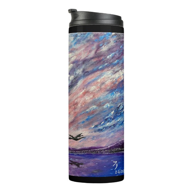 Violett Nächte Wasserflasche Thermosbecher (Nach rechts gedreht)