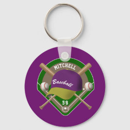 Violett |Name des gelben Baseball-Diamanten-Player Schlüsselanhänger